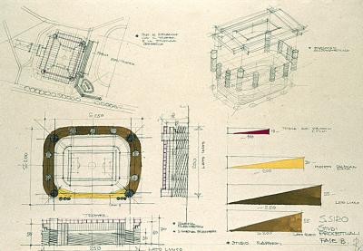 A 1990 architectural sketch of the world-famous San Siro stadium in Italy. Picture courtesy Ragazzi and Partners