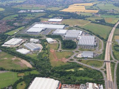 An aerial view of the i54 business park