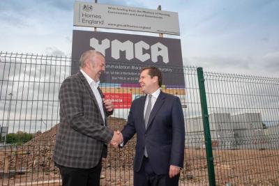 (l-r) Councillor Ian Brookfield and Secretary of State, Robert Jenrick MP, at the old bus depot development