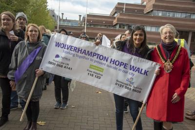 Mayor of Wolverhampton Councillor Claire Darke, right, was among those joining the Hopewalk