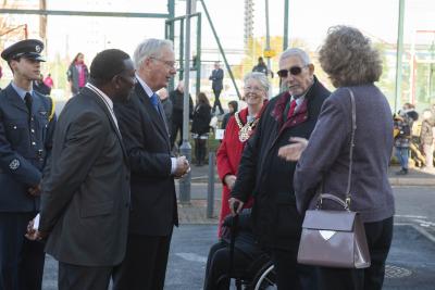 HRH The Duke of Gloucester is welcomed to Wolverhampton by its Mayor, Councillor Claire Darke, and City Council Deputy Leader, Councillor Peter Bilson