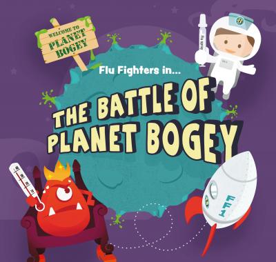 The cover of this year’s story, Flu Fighters in The Battle of Planet Bogey