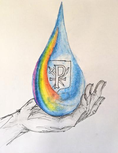 This is the inspirational raindrop image for St Paul’s’ Rainbows in the Rain club, which was designed by one of the school's teaching assistants