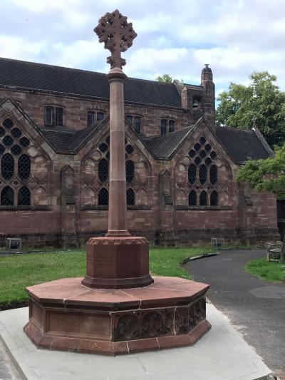 The repaired Tettenhall war memorial at St Michael and All Angels Church