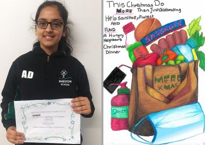 Young artist Aaratreeka Das from Smestow School with her winning entry