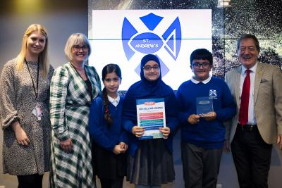 St Andrew’s CE Primary School are awarded 2021 #YES Anti-Bullying Charter Status by Councillor Dr Mike Hardacre, the City of Wolverhampton Council’s Cabinet Member for Education and Skills
