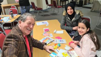 Councillor Dr Michael Hardacre, Cabinet Member for Education, Skills and Work, visited Cornerstone Cafe in Bilston to take part in one of their arts and crafts sessions as part of the Yo! holiday programme