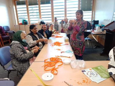 Members of the Saheli group based at the Bob Jones Community Hub have been busy making ribbons