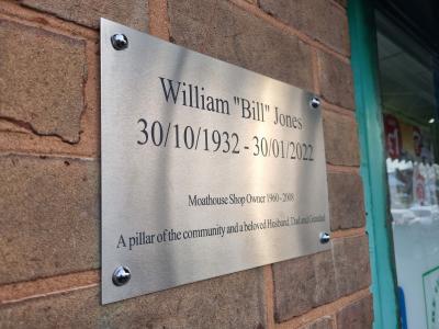 The plaque dedicated to William ‘Bill’ Jones, former shopkeeper at Moathouse Lane East shops in Wednesfield, who passed away earlier this year