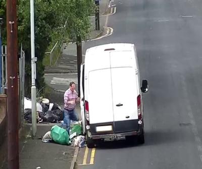 Sheridan caught on CCTV fly tipping in Shaw Road