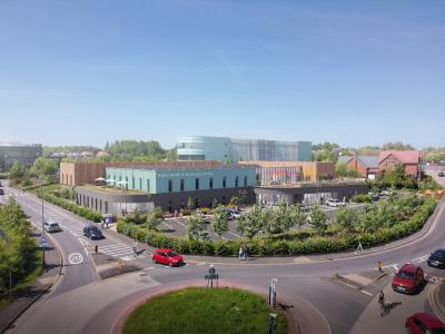 A computer generated image of what the new Bilston health and wellbeing facility could look like next to WV Active Bilston-Bert Williams