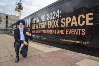 Councillor Bhupinder Gakhal, City of Wolverhampton Council Cabinet Member for Visitor City, at the Cleveland Street city centre site where the new Box Space will be constructed