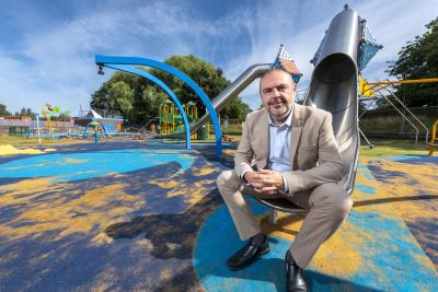 At the amazing new East Park play area is Councillor Craig Collingswood, City of Wolverhampton Council’s cabinet member for environment and climate change