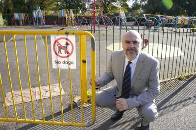 Councillor Craig Collingswood, cabinet member for environment and climate change at City of Wolverhampton Council, with updated signs outside the fenced children’s play area at Bantock Park. Following a public consultation, the city’s updated PSPO comes into force in October and aims to make the city safer, cleaner and more comfortable for everyone