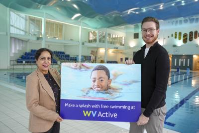 Councillor Jasbir Jaspal, the City of Wolverhampton Council's Cabinet Member for Adults and Wellbeing, and Councillor Chris Burden, Cabinet Member for Children and Young People, are encouraging 8 to 15 year olds to take advantage of the free swimming programme