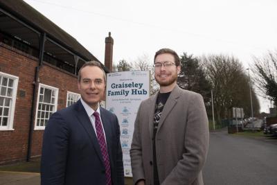 Minister for Children, Families and Wellbeing, David Johnston, and Councillor Chris Burden, the City of Wolverhampton Council's Cabinet Member for  Children and Young People, at Graiseley Family Hub