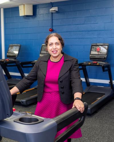 Councillor Jasbir Jaspal, the City of Wolverhampton Council's Cabinet Member for Adults and Wellbeing, with some of the new equipment which has been installed at the council's WV Active leisure centres