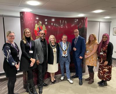 Mayor Councillor Dr Hardcare and Councillor Ahmed with Bevil Williams, CEO of Repc Ltd and members of the Digital Projects Team