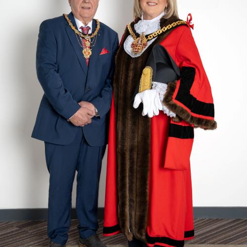 The Mayor of Wolverhampton, Councillor Linda Leach with Consort Peter Mason