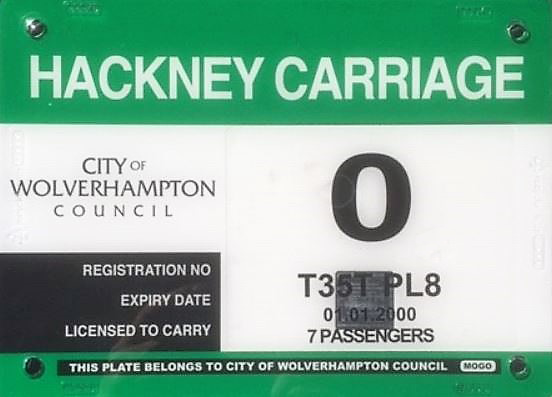 Hackney Carriage plate