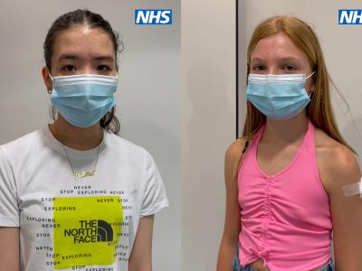 Fatima, left, had her Covid-19 jab to go on holiday, while 12 year old Sophie said she was having the vaccine to help protect her family