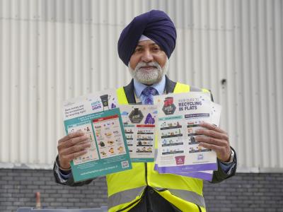 Councillor Bhupinder Gakhal, cabinet member for resident services, with some of the ‘check before you chuck’ information
