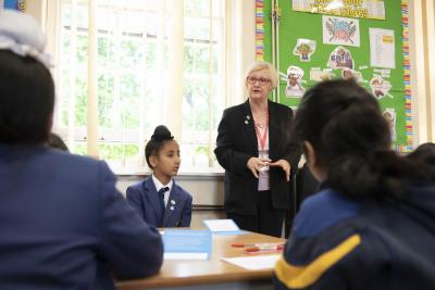 Dementia Friend Ann Bickley talks to Year 4 pupils at the Royal School about living with dementia
