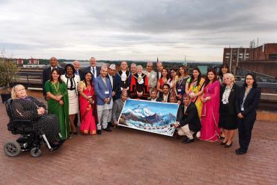 Mayor of the City of Wolverhampton, Cllr Claire Darke, is joined by the Nepalese Ambassador to the UK, Dr Durga Bahadur Subedi and other dignitaries to mark the signing of a friendship agreement between Wolverhampton and Arjundhara Municipality in Nepal