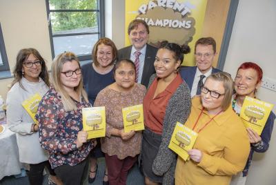 West Midlands Mayor Andy Street, the City of Wolverhampton Council's Cabinet Member for Children and Young People Councillor John Reynolds, Director of Children's Services Emma Bennett, Parent Champion Reeta Shemar and Parent Champions Zoe Taylor, Shashi Kambo, Hannah Brown, Bonnie Arnold and Mercedes Fonfria