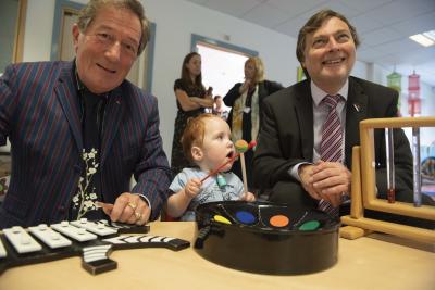 Meeting Joseph Brown, 2, at the Child Development Centre are Councillor Dr Michael Hardacre, left, the City of Wolverhampton Council's Cabinet Member for Education and Skills, and Councillor John Reynolds, Cabinet Member for Children and Young People 