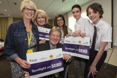Shining the Spotlight on SEND were (l-r) Lindsey Knight and Tracey Wilkinson from Voice4Parents, Councillor Dr Michael Hardacre, the City of Wolverhampton Council's Cabinet Member for Education and Skills, Parvinder Chahal from Voice4Parents and Jude Aston and Joe Schumann from Wolverhampton Challenge Board