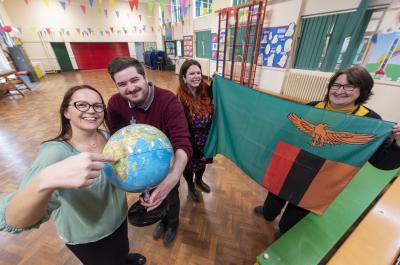 Warstones Primary School Headteacher Fiona Feeney, right, and teachers Vicky Osbourne from Woodfield Primary School and Jonathan Corbett and Emma Bayliss from Warstones Primary School are taking part in the Connecting Classrooms through Global Learning project