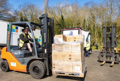 The first delivery of food supplies arriving City of Wolverhampton Council’s food distribution hub