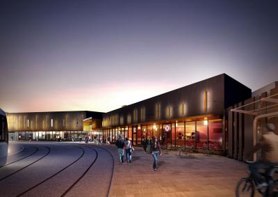 CGI of the what the completed station building will look like after phase 2