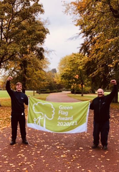 Part of the winning team to be awarded the international Green Flag Award: (l-r) City of Wolverhampton Council Park Rangers Tom Tyler and Kameron Paul at West Park
