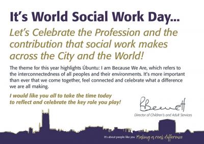 Today is World Social Work Day – a day when social workers around the globe stand together to advance their common message.
