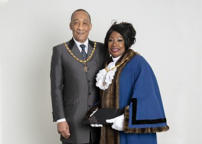 Deputy Mayor of Wolverhampton, Councillor Sandra Samuels OBE, and her consort, husband Karl Samuels