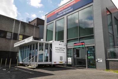 The mobile Covid-19 rapid testing unit is now available at New Cross Hospital to support The Royal Wolverhampton NHS Trust to safely reintroduce visiting to its wards