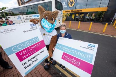 Win a signed Wolves shirt on the vaccine bus