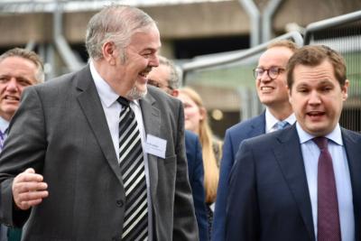(L-R): City of Wolverhampton Council Leader, Cllr Ian Brookfield and Secretary of State for Housing, Communities and Local Government, Robert Jenrick, walk from the city’s new railway station to i9
