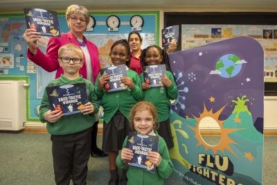 Pictured are Headteacher Karen Elliot, the City of Wolverhampton Council's Cabinet Member for Public Health and Wellbeing Councillor Jasbir Jaspal, and pupils Xavier, Esther, Sarah and Ava