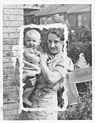 July 1941: bomb damage in Parkfield Road, Wolverhampton. Doris Willis and her baby son Alan, who she rescued from the house as she saw a plane about to crash