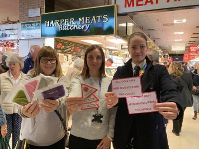 Meeting customers at Bilston Indoor Market were Community Safety Team representatives Ruth Worsey, Laura Wallace and Janette Huntbach
