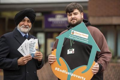 Councillor Bhupinder Gakhal, City of Wolverhampton Council Cabinet Member for City Assets and Housing with James Foster from Marches Energy Agency  