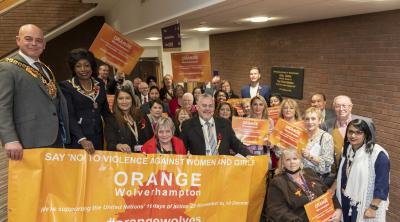 Members of the City of Wolverhampton Council’s Labour Group supporting this year’s Orange Wolverhampton campaign