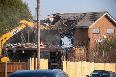 The former Rookery Tavern pub being demolished