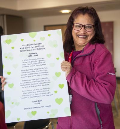 Kuli Kohli, City of Wolverhampton Poet Laureate, performed a poem specially written for the Social Care Day of Remembrance and Reflection