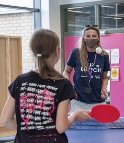 Councillor Beverley Momenabadi, Cabinet Member for Children and Young People, tries out table tennis at a previous Yo! event