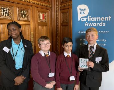 Pupils who started the campaign and current pupils represented the school at the Houses of Parliament