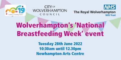 To celebrate National Breastfeeding Week, the City of Wolverhampton Council and The Royal Wolverhampton NHS Trust are holding a free event for families with young children, new mothers, mums to be and health professionals